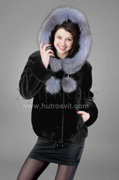 Курточка мутон, оздоблення капюшону - Blue Frost,, фото 1