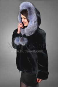 Шуба мутонова.Курточка - хутро мутон, на капюшон - Blue Frost, |Шуба из мутона - курточка с капюшоном, опушка блуфрост,