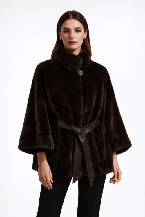 продукція виробника ХутроСвіт Тисмениця 2026 Норкова курточка пошита ялинкою, комір стійка, канадське хутро Фото 1