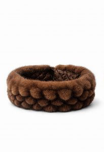 Стильна норкова повязка на голову, кольору горіх, фото 2