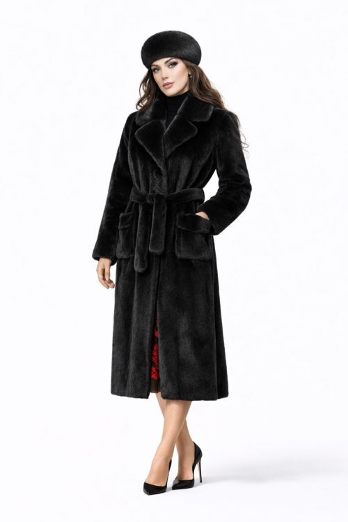 продукція виробника ХутроСвіт Тисмениця 2026 Норкова шуба з англійським коміром та накладними кишенями, фото 3