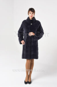 шуба норкова графіт поперечка комір стійка |шуба норковая графит воротник стойка