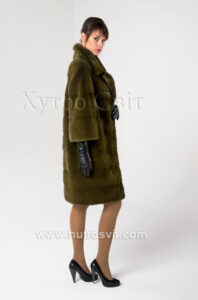 Норкові шуби ХутроСвіт Тисмениця. Шуба з англійським коміром із норки кольору оливки, |Норковые шубы ХутроСвит Тысменица. Шуба из норки оливкового цвета, поперечка с английским воротником,