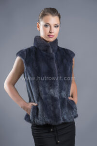 Норкова безрукавка, колір норки графіт|Меховой жилет из норки цвета графит