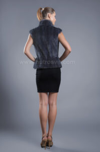 Норкова безрукавка, колір норки графіт|Меховой жилет из норки цвета графит