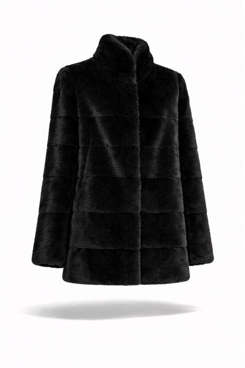 продукція виробника ХутроСвіт Тисмениця 2026 Півшубок із норки чорного кольору з коміром стійка, фото 3