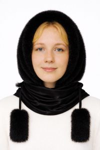 Норковий платок, хустина, капор чорного кольору фото 1