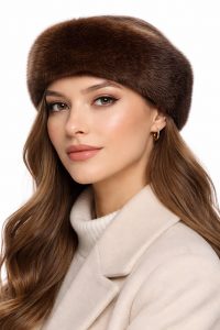 Повязка із хутра норки кольору горіх фото 1