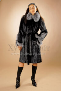Шуба із нутрії комір чорнобурка, |Шуба нутрия, воротник чернобурка, цена,