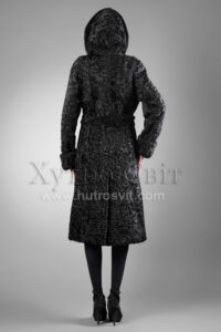 Шуба-пальто з капюшоном-хутро каракуль, на капюшон норка, |Шуба из каракуля с капюшоном инорковой опушкой,