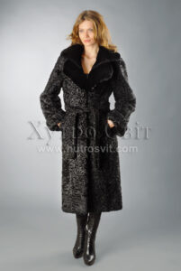Шуба-пальто із каракуля, комір норка, |Шуба-пальто из каракуля, воротник норка,
