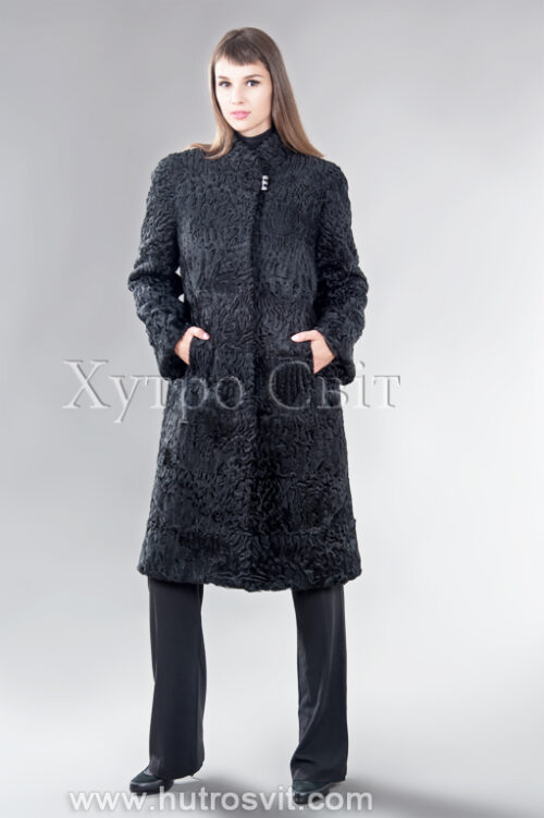 Шуба из каракуля прямой фасон - пальто со стойкой, фото 1