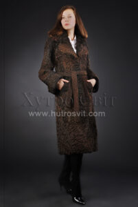 шуба-пальто - хутро каракуль |шуба-пальто мех каракуль приталенное, с поясом и шлицой
