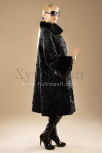 Шуба-манто : хутро каракуль, комір, манжети - норка|Каракулевые шубы Тисменица. Шуба-манто : мех каракуль, воротник, манжеты - норка, цена, фото