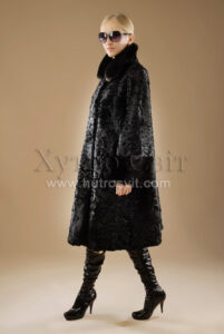 Шуба-манто : хутро каракуль, комір, манжети - норка|Шуба-манто : мех каракуль, воротник, манжеты - норка