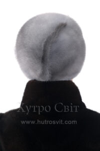 Шапка модель шарик із датської норки сапфір |Женская меховая шапка из голубой норки
